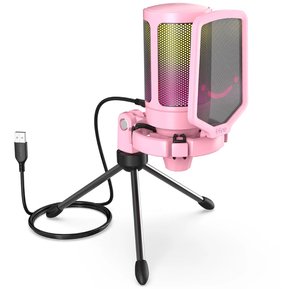 USB Condenser Gaming Microphone, for PC PS4 PS5 MAC with Pop Filter Shock Mount&Gain Control for Podcasts ,Ampligame A6V