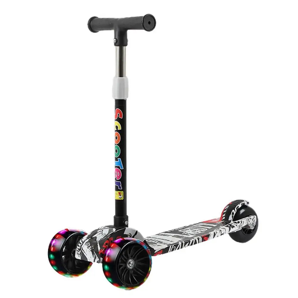 Child Scooter Folding Kick Scooter Adjustable Height Skateboard For Kids With LED Light Kateboard Outdoor Kids Foot Scooter