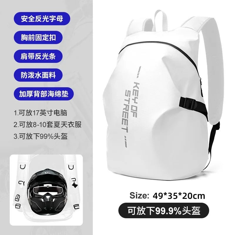 Helmet Backpack for Motorcycle Cycling Large Capacity Waterproof Helmet Storage Bag with Reflective Stripe Hiking Backpack