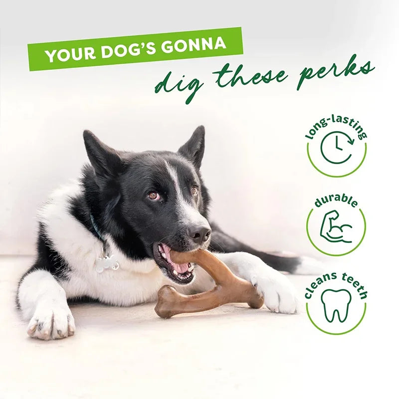 Wishbone Durable Dog Chew Toy for Aggressive Chewers Real Bacon Flavor