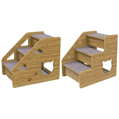 3-Tier Wooden Pet Steps with Non-Slip Surface, Perfect for Small Dogs & Cats to Access Couches and Beds Safely