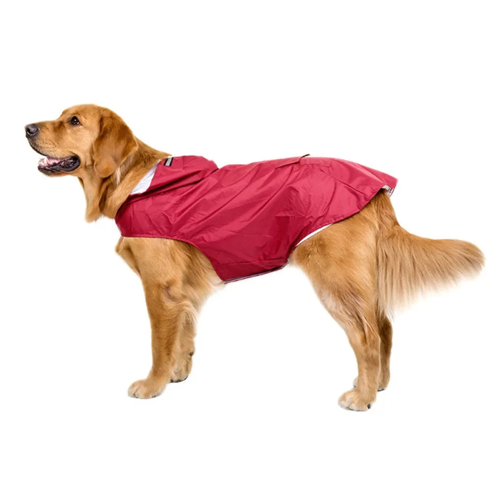 Large Pet Dog Face Raincoat Waterproof Polyester Safety Reflective Stripe Rain Jacket for Golden Retriever Labrador Husky S-6XL