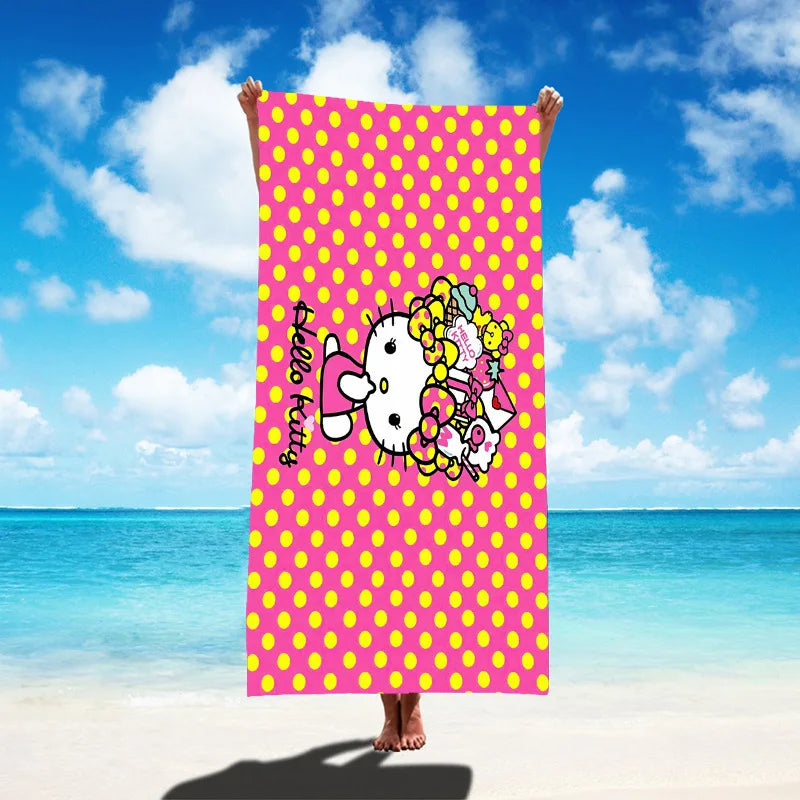 Sanrio Hello Kitty Beach Towel Cartoon Style Microfiber Large Beach Towel Bath Towel Multifunctional Square Towel Beach Towel