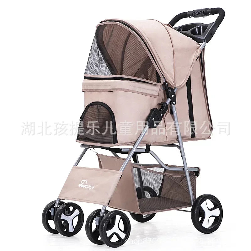 Pet Stroller with Sunroof -Foldable, lightweight, Single Handed, size S M L