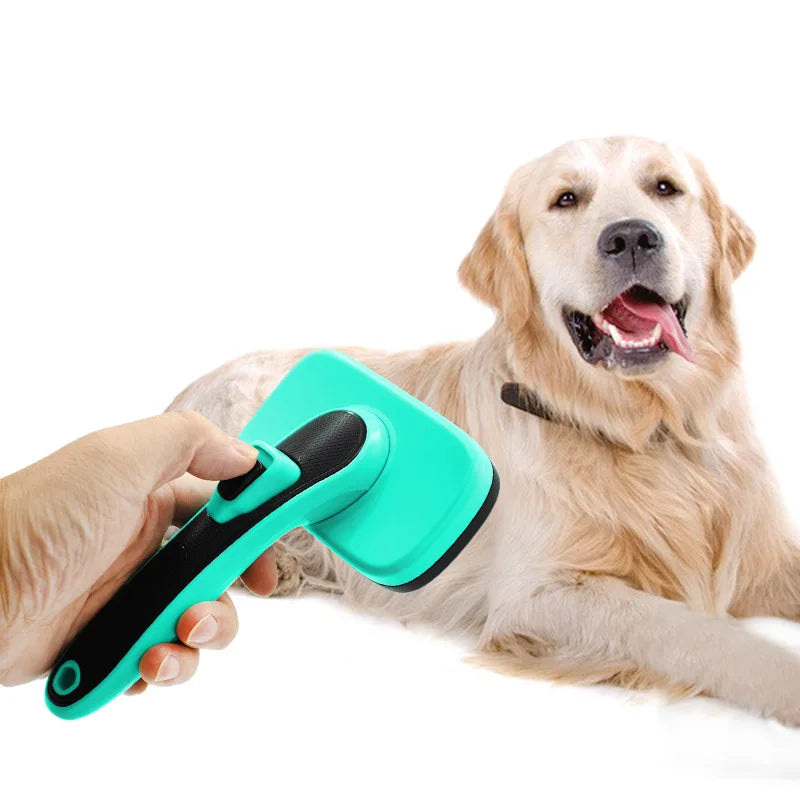 Self-Cleaning Slicker Brush for Dogs & Cats – Gentle Deshedding & Detangling Pet Grooming Brush with Push-Button Cleaning
