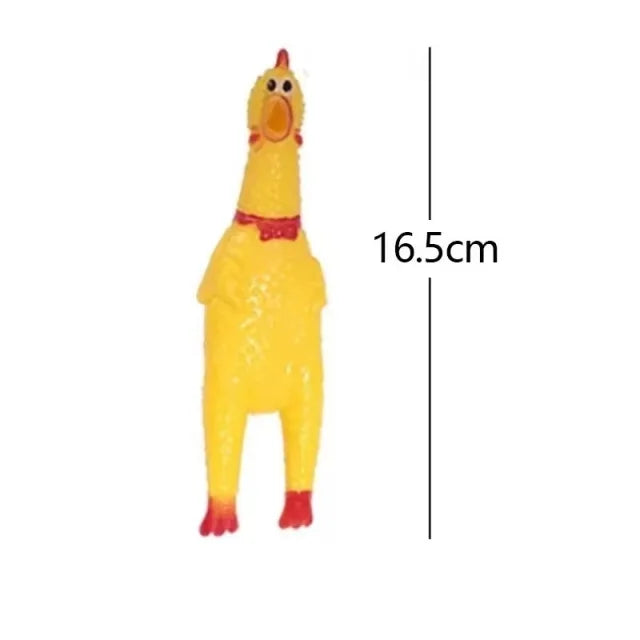 Novelty Yellow Screaming Chicken Dog Toy-Durable Rubber Squeaker for Boredom Relief Bite-Resistant Chew Toy for Small/Medium Dog