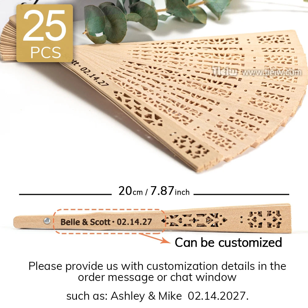 Custom Wedding Fans-Hand Fan For Bridal Shower Beach And Summer Wedding Favors-Personalized Rustic And Elegant Wooden Fan
