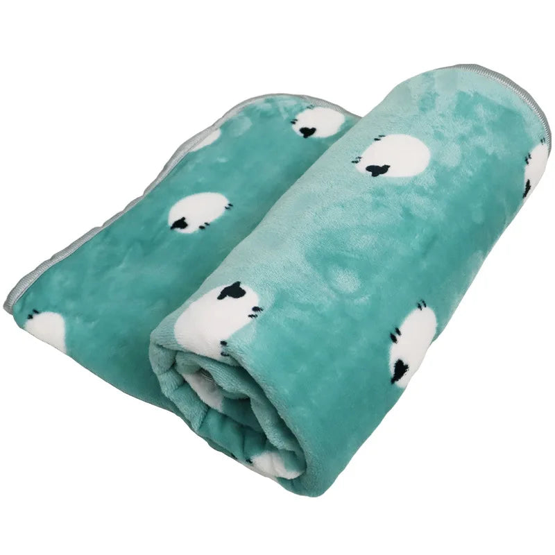 Soft Fluffy Flannel Dog Blanket Cute Cartoon Print Pet Bed Sheet Mat Warm Breathable Cat And Dog Sleeping Blankets Pet Supplies