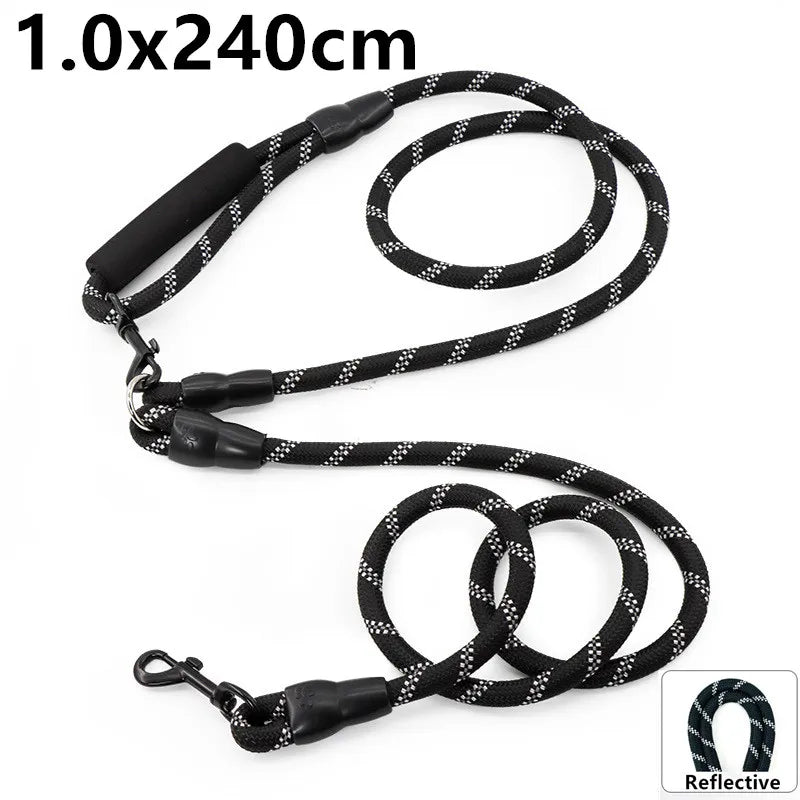 Dog Leash Hands Free Dogs Leash Reflective Leashes for Dog Walking Running Rope 2.4M Long Adjustable Double Leashes Dogs Ropes