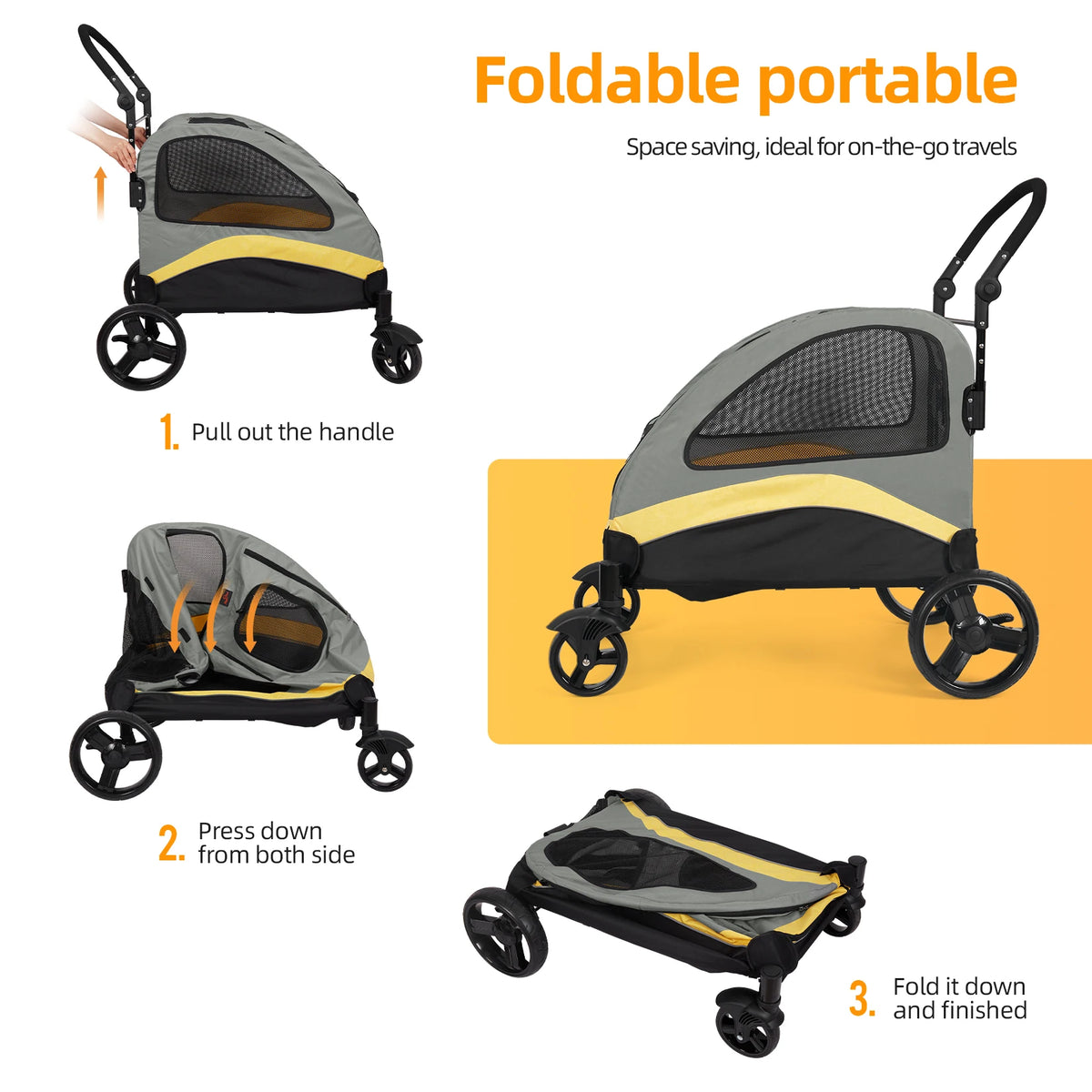 Pet Stroller -good for old or injury dog, 3 sizes, Portable ,Breathable & Foldable