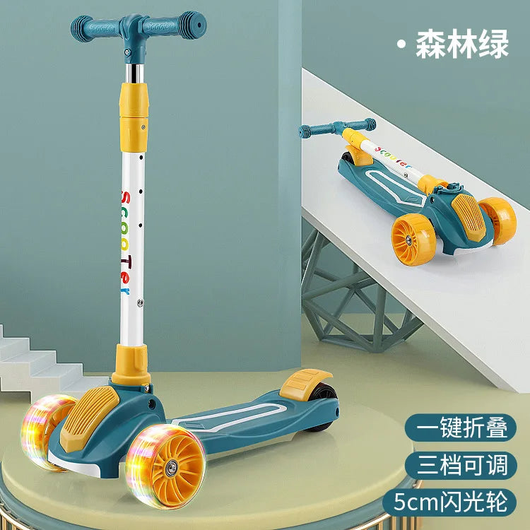 Cycling City 2-12 Years Old Children's Scooter Foldable Scooter With Music Light 3-wheel Scooter 4-speed Adjustable Balance Car