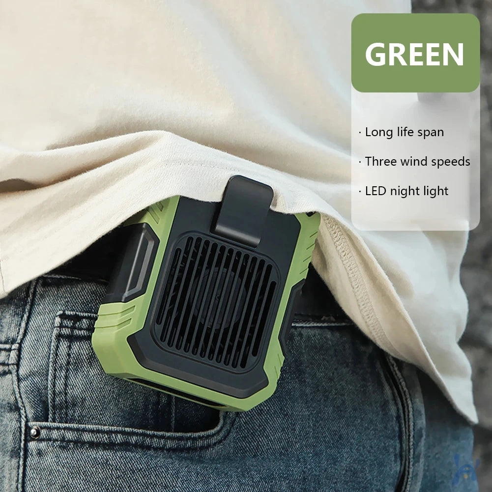 Portable Air Conditioner,Waist Clip Fan with 5-8H,Neck Fan,3 Speeds, USB Rechargeable,for Summer Outdoor Work Jobsite Hiking