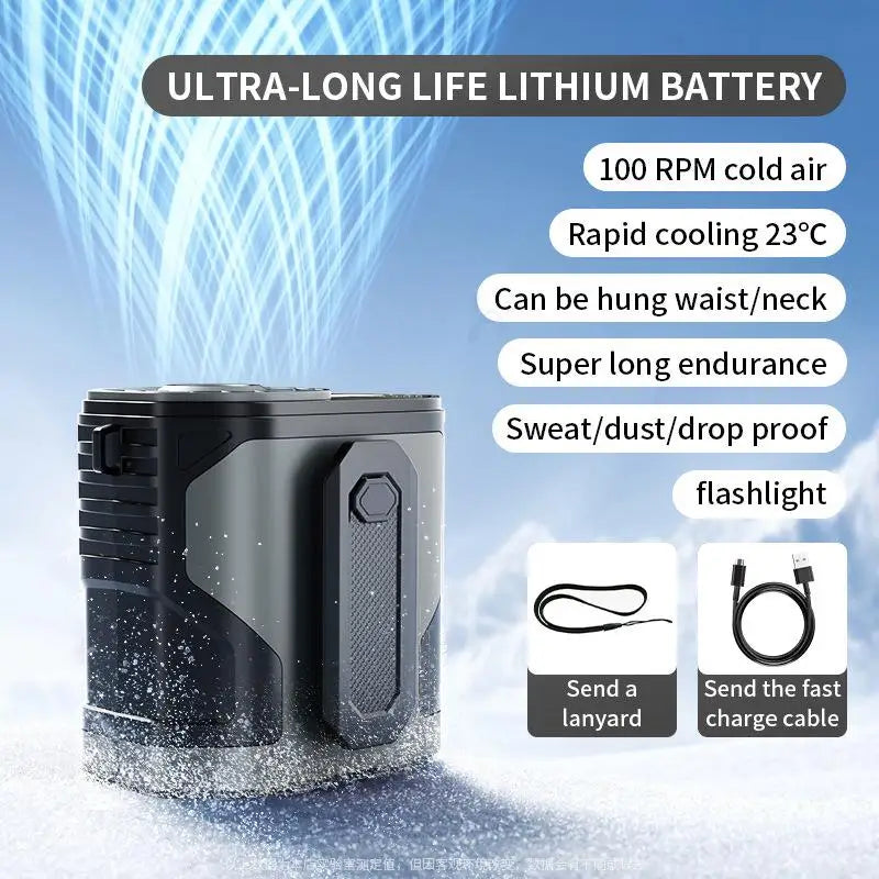 Waist-hanging Fan 100-level Adjustable Portable Waist-clip Outdoor Construction Site Cool Down USB Charging Mini Neck Fan