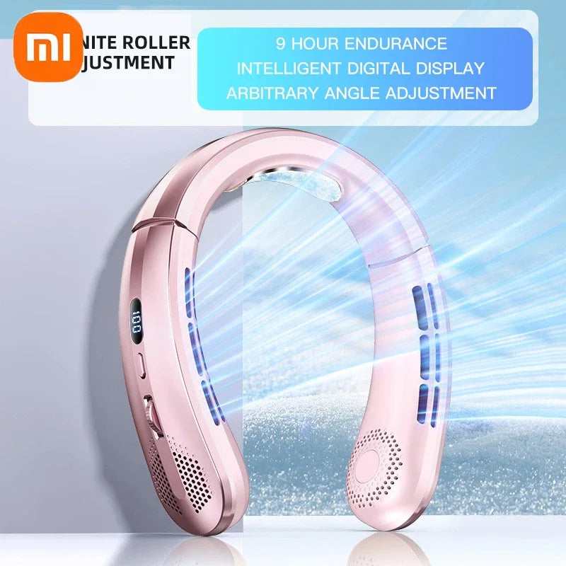 Xiaomi Portable Mini Hanging Neck Fan Digital Display Power Bladeless Fan Neckband Air Cooler USB Rechargeable Fan Cooling Tool