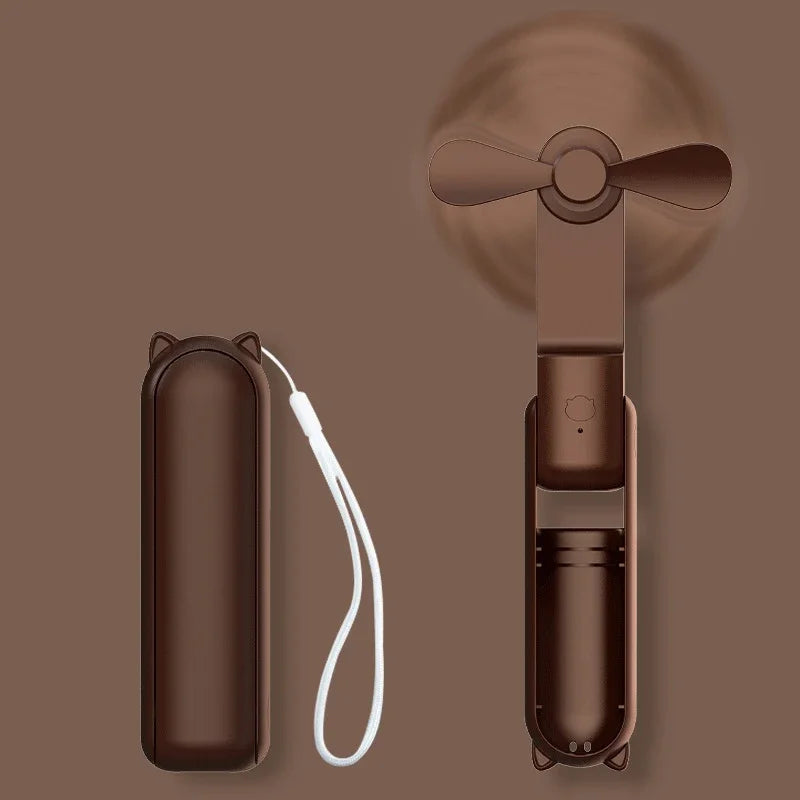 2000mAh Power Bank 3 Gears Portable Fan Super Mini Handheld Fan USB Rechargeable Fan Foldable Hand Held Small Pocket Fan