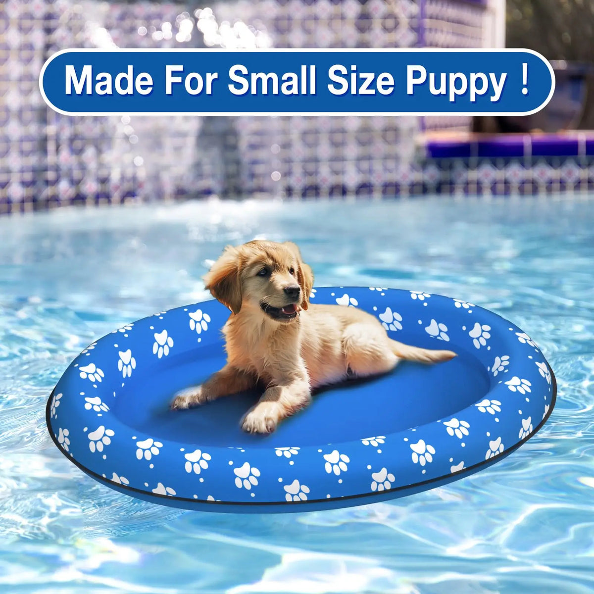Summer Pet Dog Floating Raft, Inflatable Water Floating Pet Floating Row, Paw Print Swimming Floating, Suitable For Small Dogs