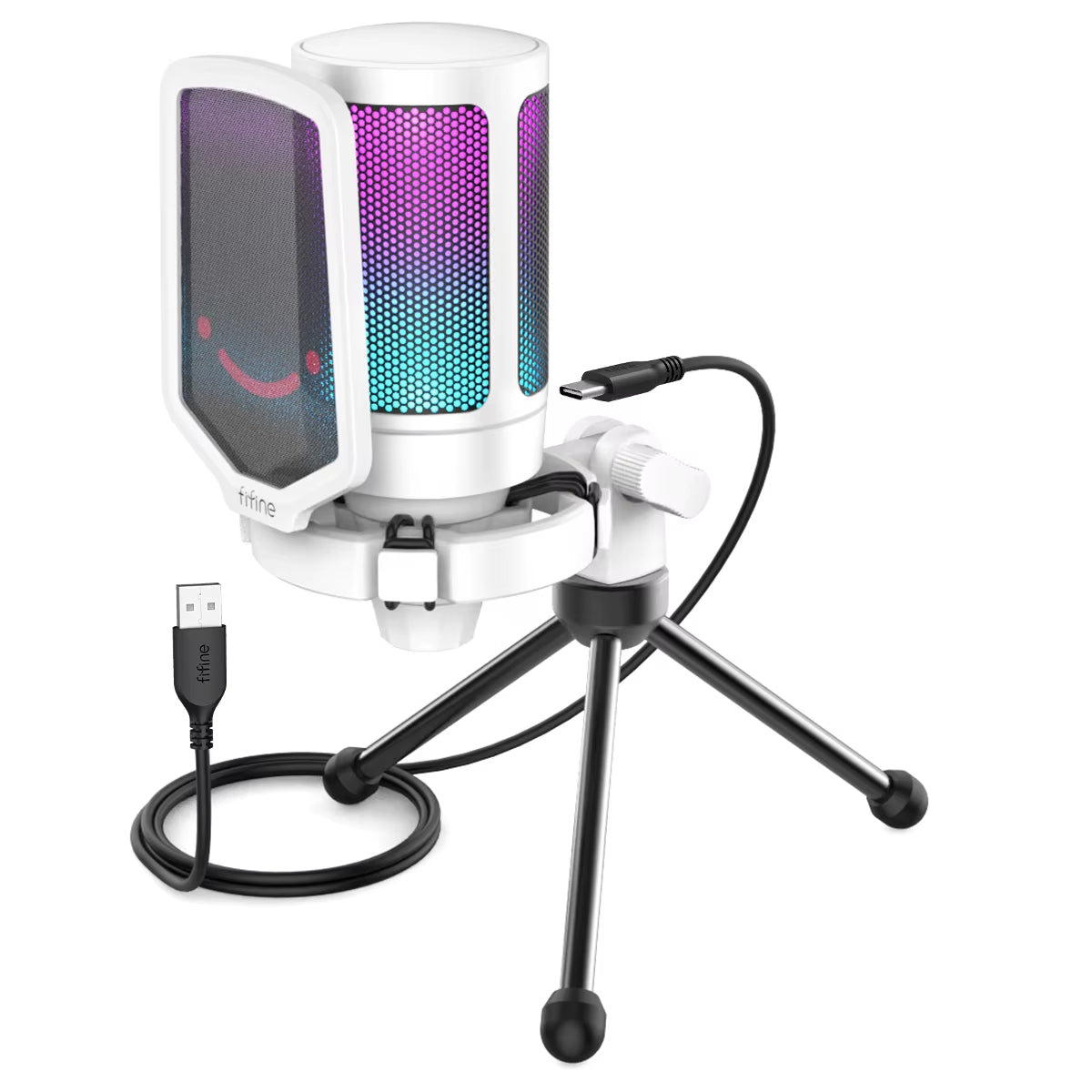 USB Condenser Gaming Microphone, for PC PS4 PS5 MAC with Pop Filter Shock Mount&Gain Control for Podcasts ,Ampligame A6V