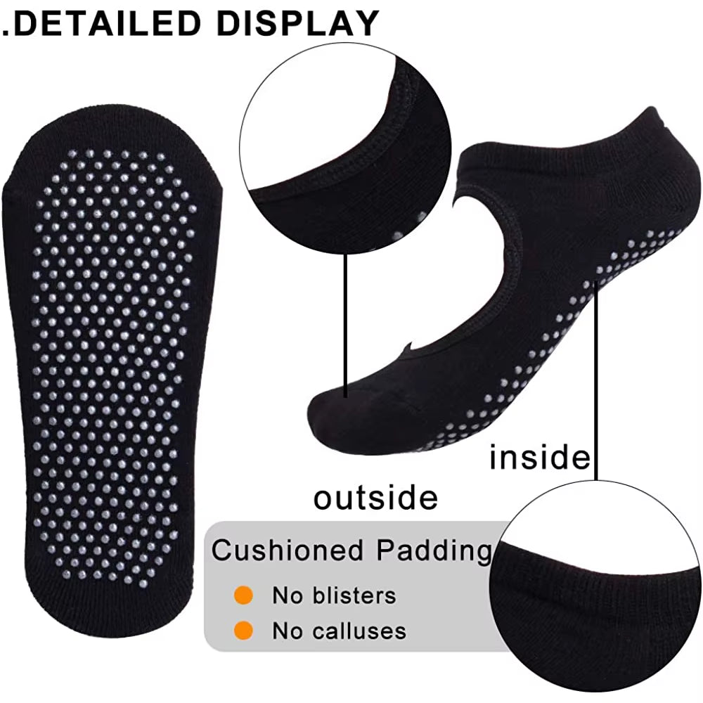Backless Non-Slip Fitness Pilates Socks Cotton Women Sport Yoga Socks Ballet Dance Slippers Barefoot Sock Workout for Gym