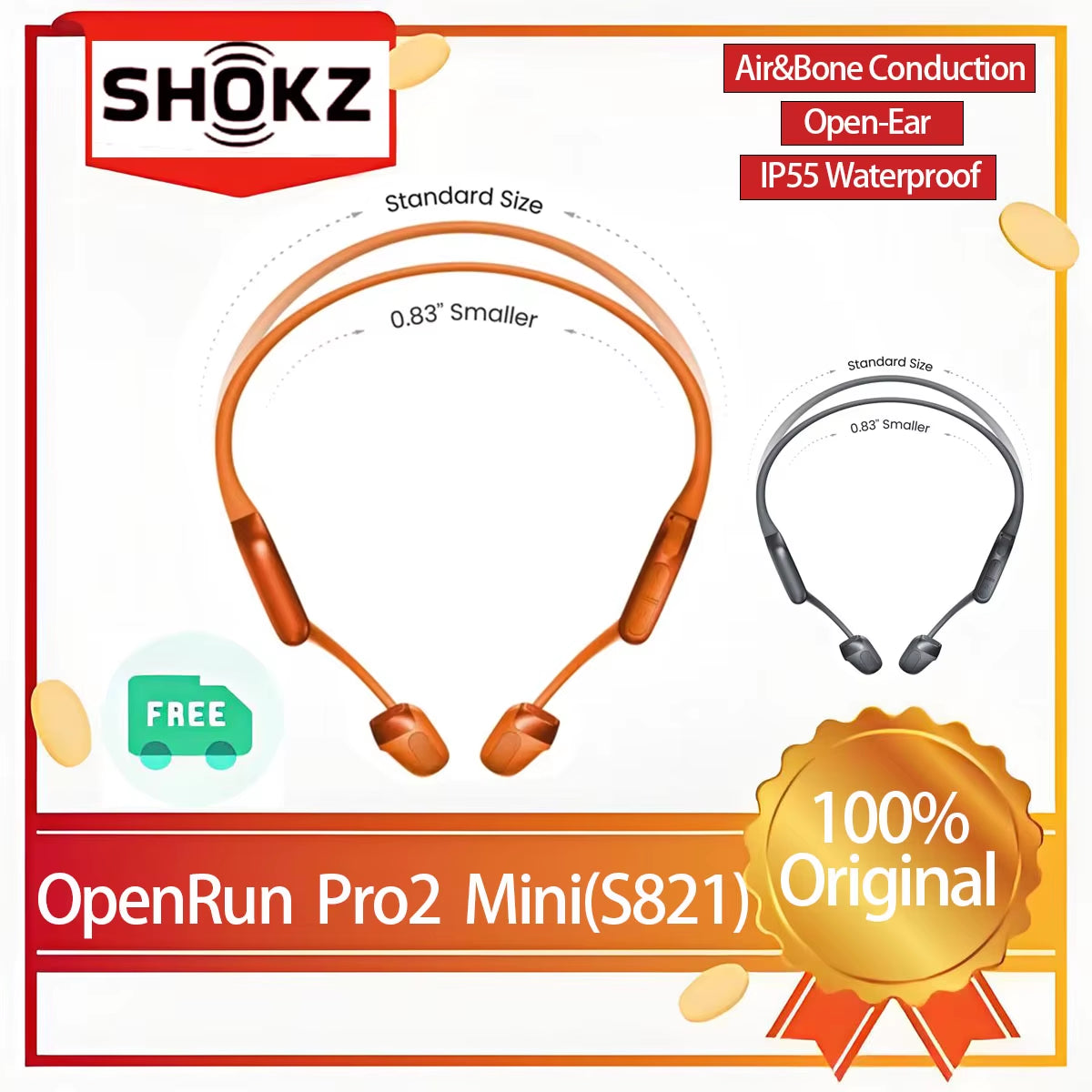 New Arrival Original  Openrun Pro2 Mini S821 Bone Conduction Bluetooth Earphones Waterproof Open Ear Sport Running Cycling