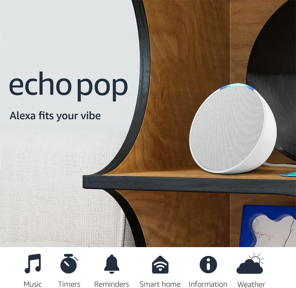 Echo Pop (Newest Model), Our Smallest Alexa Speaker, Fits in Any Room, Lavender Bloom