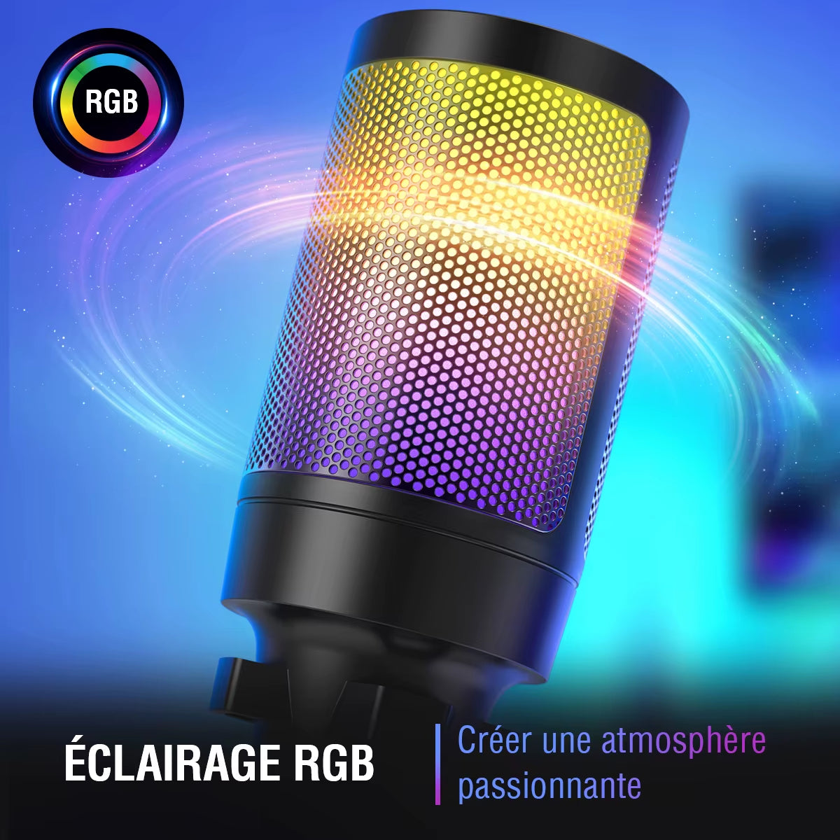 USB Condenser Gaming Microphone, for PC PS4 PS5 MAC with Pop Filter Shock Mount&Gain Control for Podcasts ,Ampligame A6V