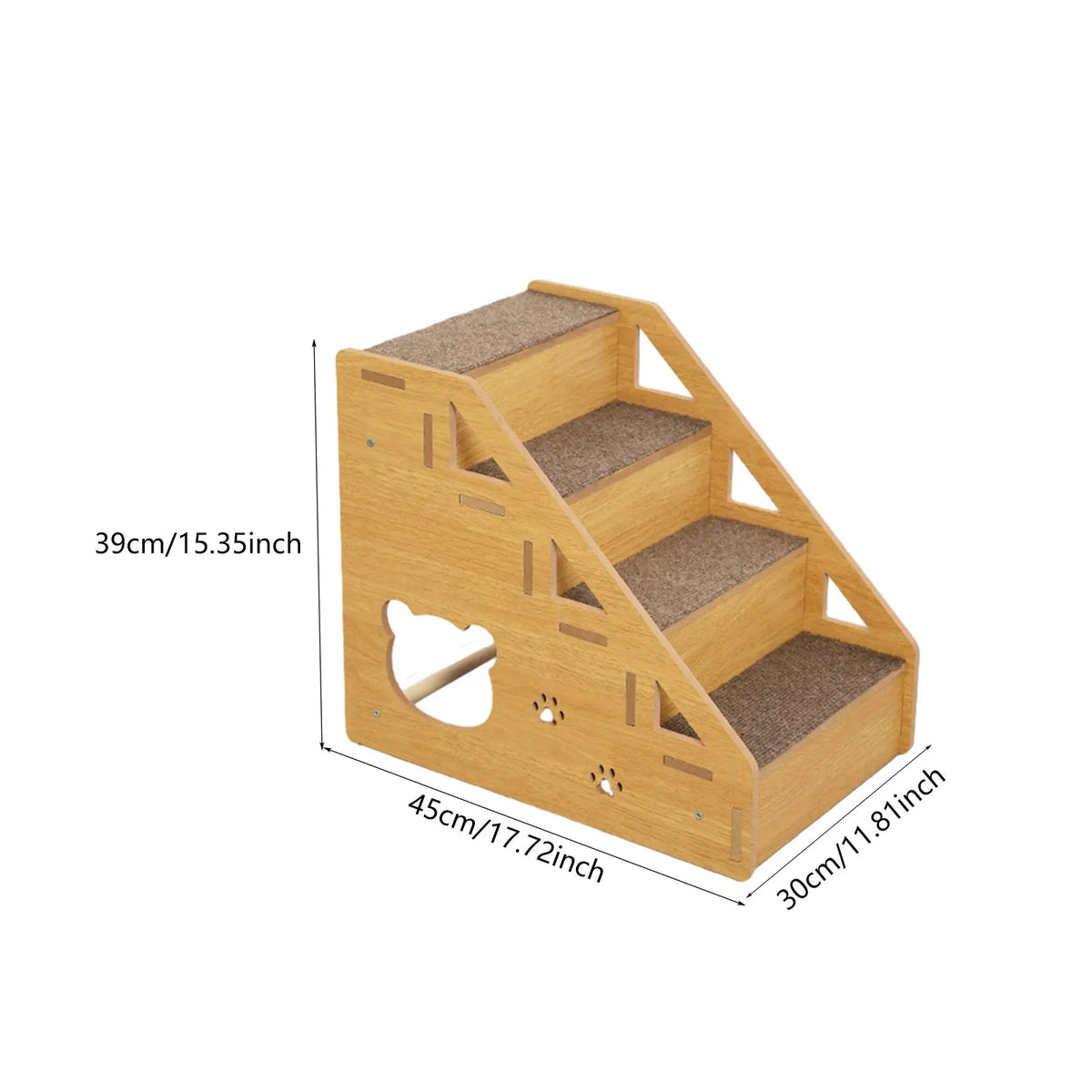 3-Tier Wooden Pet Steps Pet Stairs for High Bed Climbing Non-Slip Surface Wooden Dog Ramp Pet Steps to Access Couches and Beds
