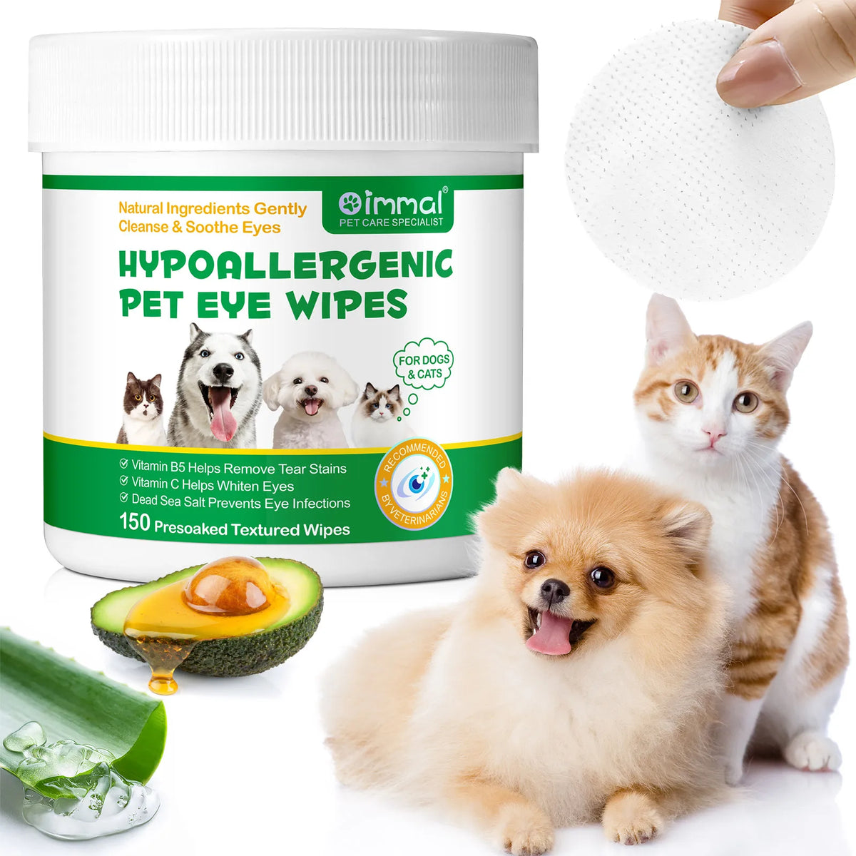 Pet Ear Relief Finger Wipes for Dogs and Cats Gently Removes Wax Dirt & Debris Reduces Inflammation Itching Prevents Infections