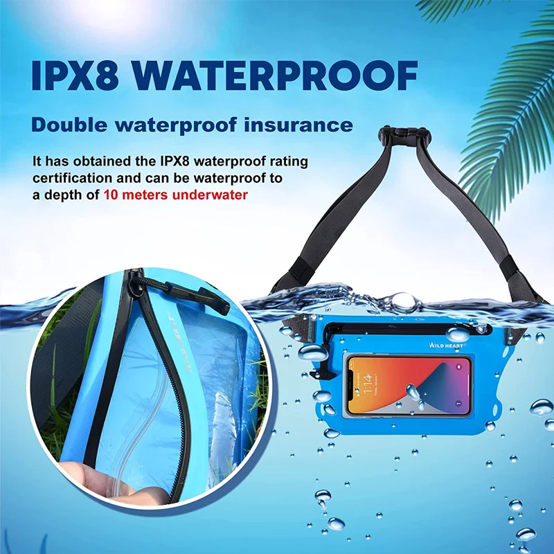 WILD HEART 15L Swimming Waterproof Bag Surf Bag Floating Bag Breathable Shoulder Strap Airtight Zipper Dry Bag