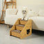 3-Tier Wooden Pet Steps Pet Stairs for High Bed Climbing Non-Slip Surface Wooden Dog Ramp Pet Steps to Access Couches and Beds