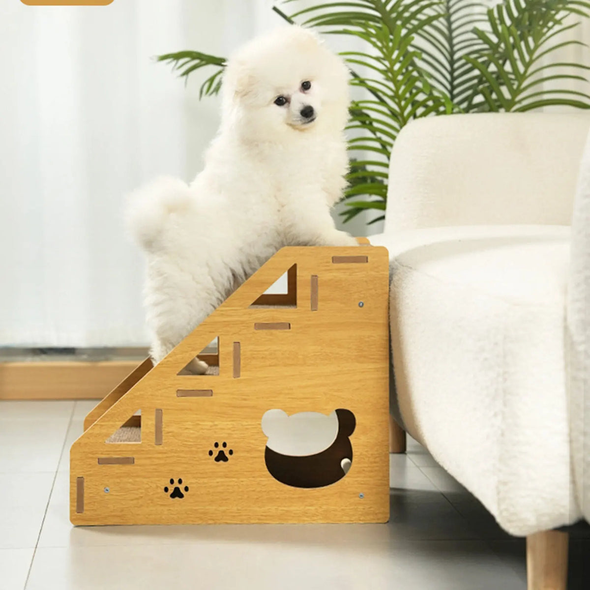 3-Tier Wooden Pet Steps Pet Stairs for High Bed Climbing Non-Slip Surface Wooden Dog Ramp Pet Steps to Access Couches and Beds