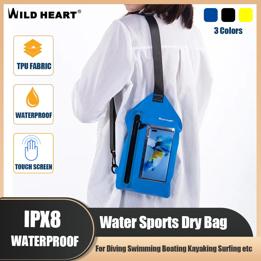 WILD HEART 15L Swimming Waterproof Bag Surf Bag Floating Bag Breathable Shoulder Strap Airtight Zipper Dry Bag