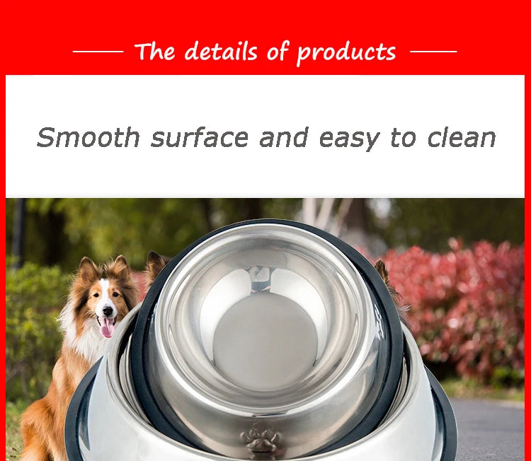 Stainless Steel Pet Bowls for Dogs and Cats - 6 Sizes (XS to XXL) - Feeding and Water Dishes