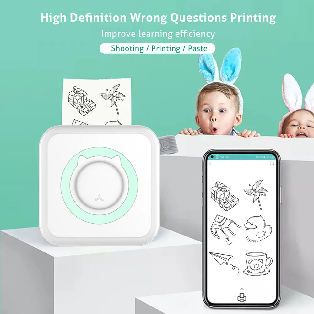 Portable Mini Thermal Printer Wireless BT 203Dpi C9 C15 C19 Photo Label Memo Picture Label Printers with USB Cable Text Printers-ADS1401