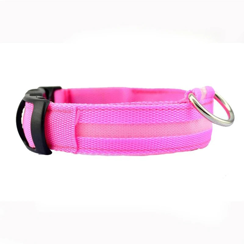 Leopard LED Dog Collar Luminous Adjustable Glowing Collar For Dogs Pet Night Safety Nylon Collar Luminous LED Bright Dog Collar