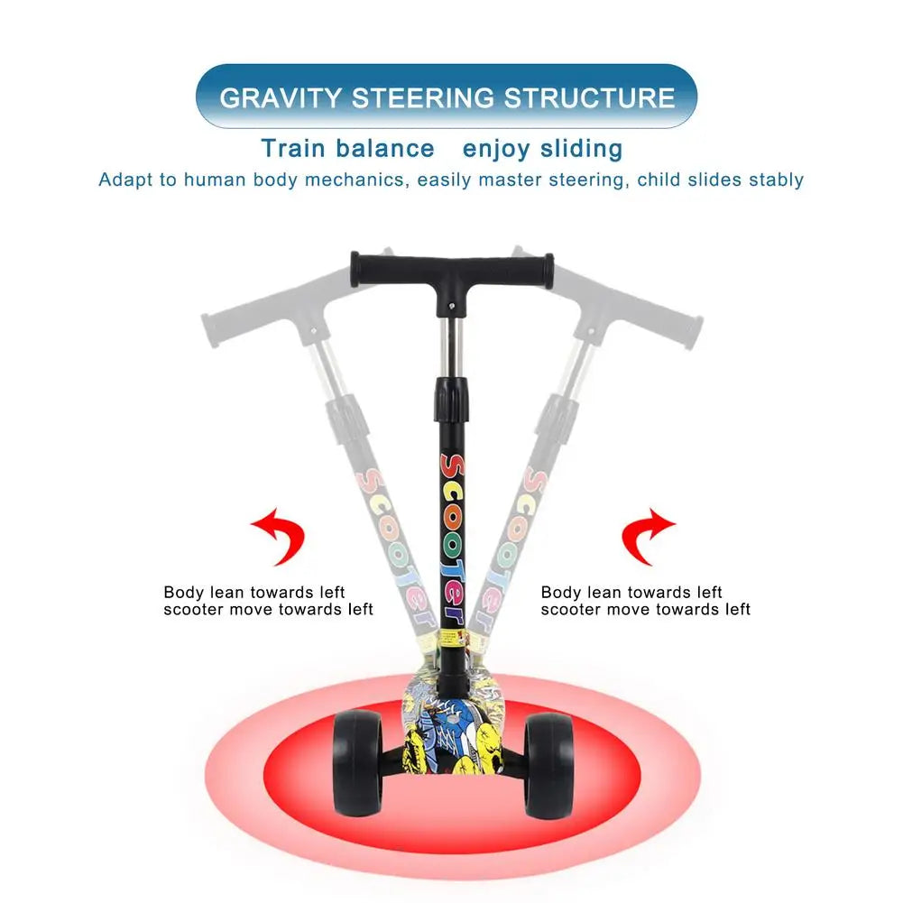 Child Scooter Folding Kick Scooter Adjustable Height Skateboard For Kids With LED Light Kateboard Outdoor Kids Foot Scooter