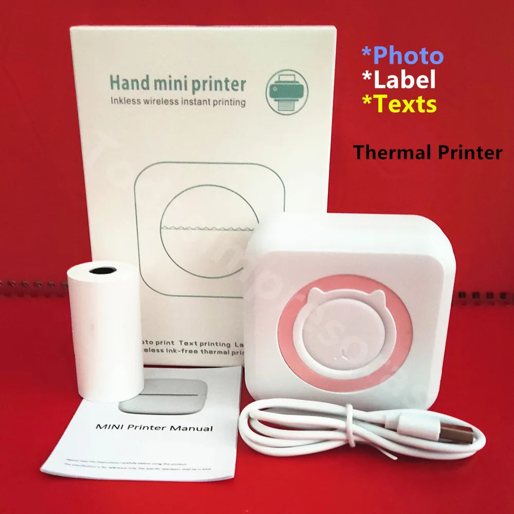 Portable Mini Thermal Printer Wireless BT 203Dpi C9 C15 C19 Photo Label Memo Picture Label Printers with USB Cable Text Printers-ADS1401