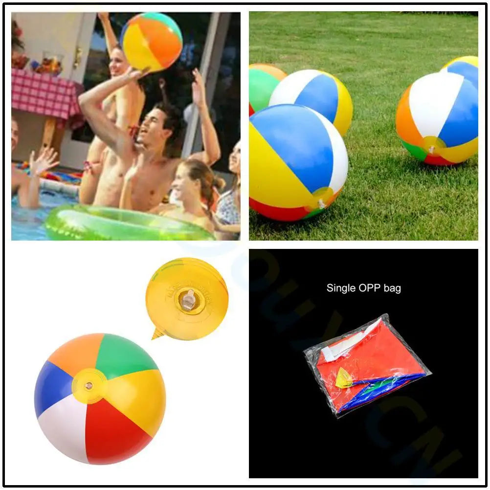 Inflatable Rainbow Color Beach Ball Kids outdoor Water Pool Toy Birthday New Year Christmas Halloween Gift Toy Education ball