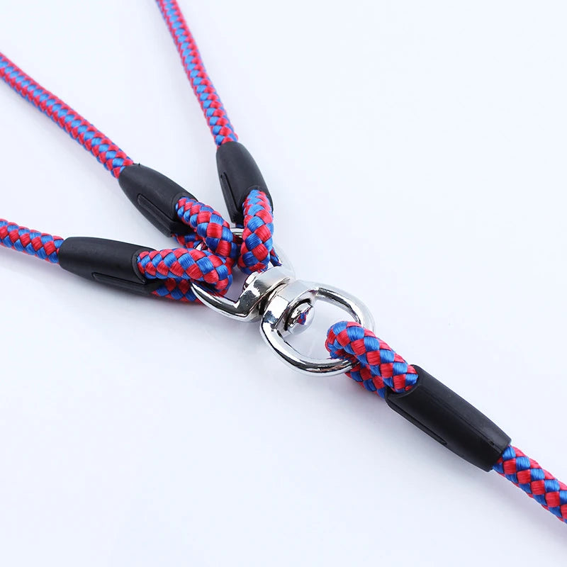 3 Way Couplers Pet Walking Lead 55" Long Nylon Braided Rope Dog Leash For 3 Dogs small dog harness