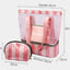 Women Swimming Bag Clear Mesh Bags Handbags Wet Dry Net Pool Beach Pouch Sac De Sport Striped Transparent Shoulder Bag XA387WA