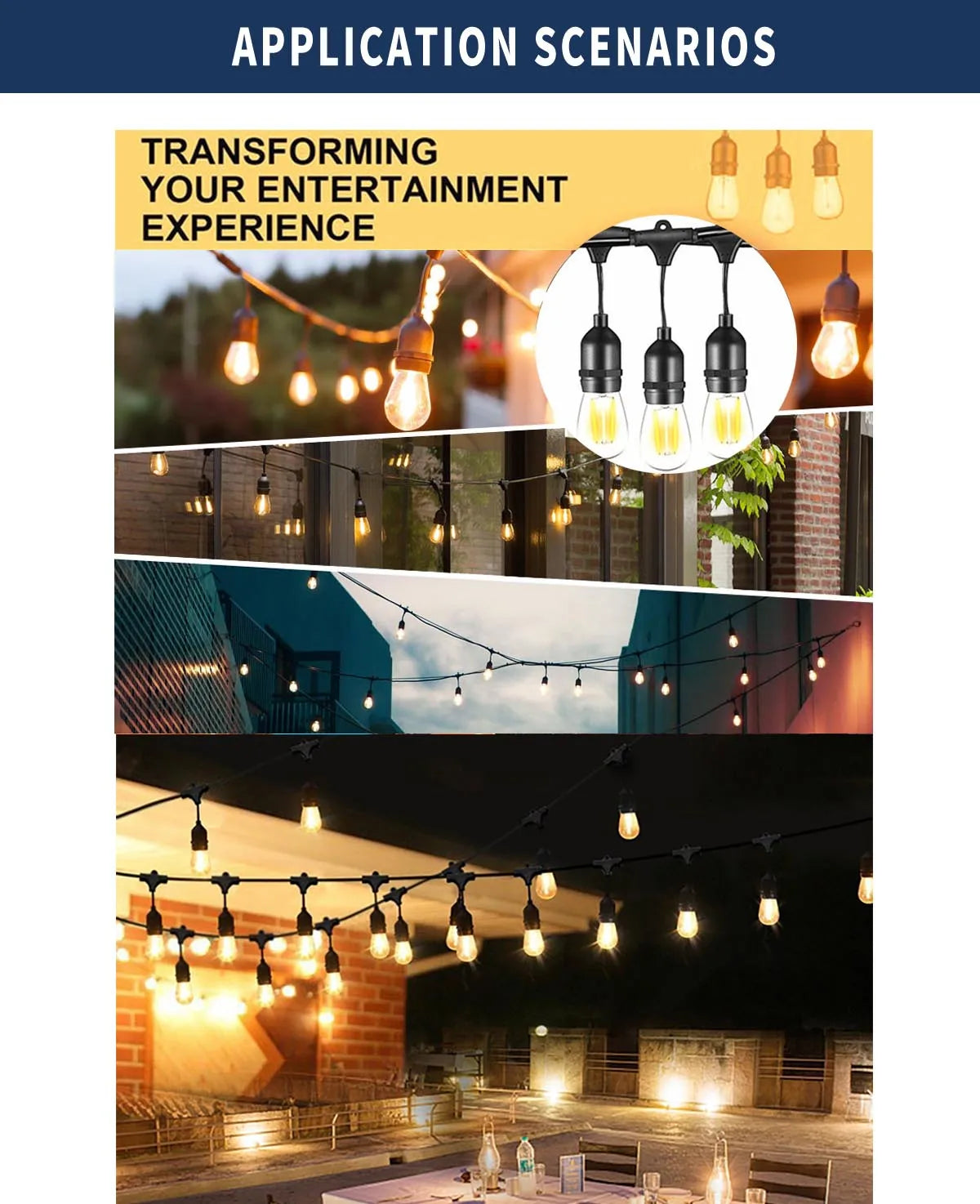 30m Outdoor Festoon LED Fairy Lights Warm White E27 S14 Retro filament Bulb Waterproof Christmas Lights Garland Decoration