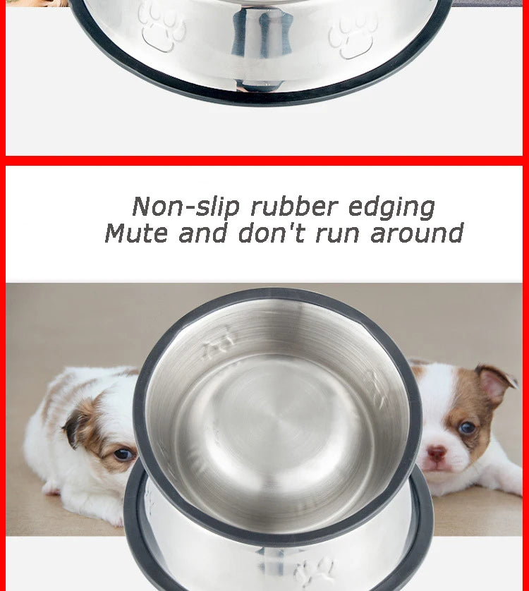Stainless Steel Pet Bowls for Dogs and Cats - 6 Sizes (XS to XXL) - Feeding and Water Dishes