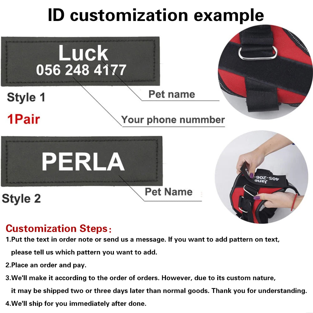 Nylon Personalized Dog harness Reflective Adjustable Harness for Small Medium Large Dogs No Pull Dog Harness for Dropshipping