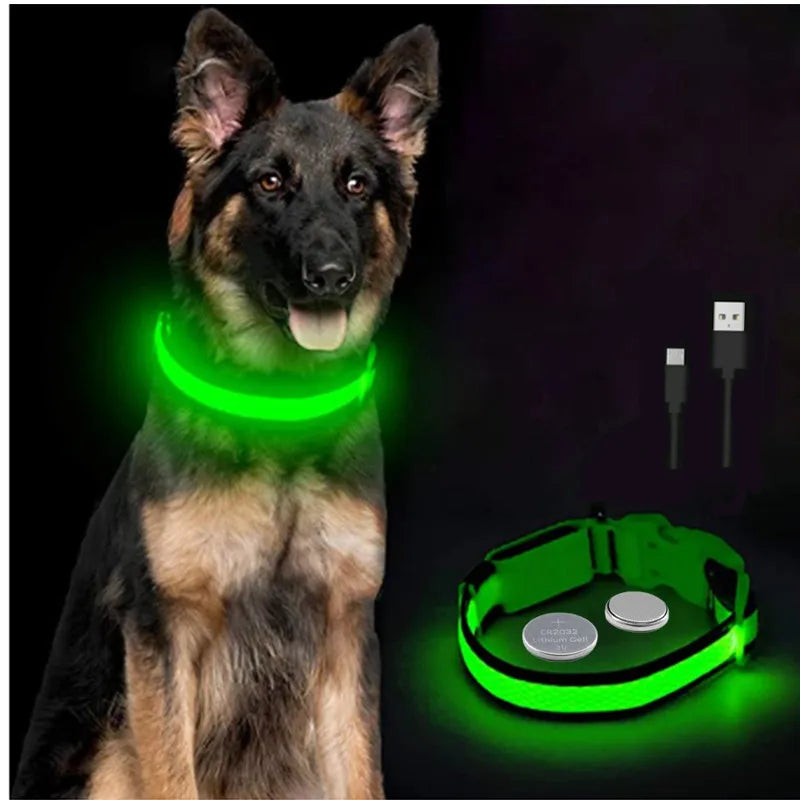LED Glowing Dog Collar Adjustable Flashing Rechargea Luminous Collar Night Anti-Lost Dog Light HarnessFor Small Dog Pet Products