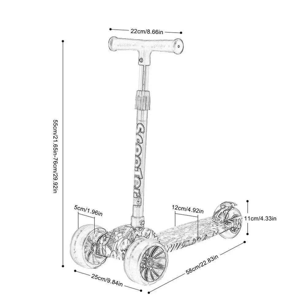 Child Scooter Folding Kick Scooter Adjustable Height Skateboard For Kids With LED Light Kateboard Outdoor Kids Foot Scooter