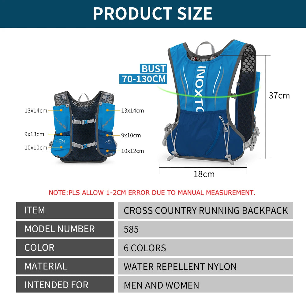 Men's and Women's Outdoor Sports Backpack Marathon Moisturizing Vest, suitable for sharing, cycling, hiking and water sports