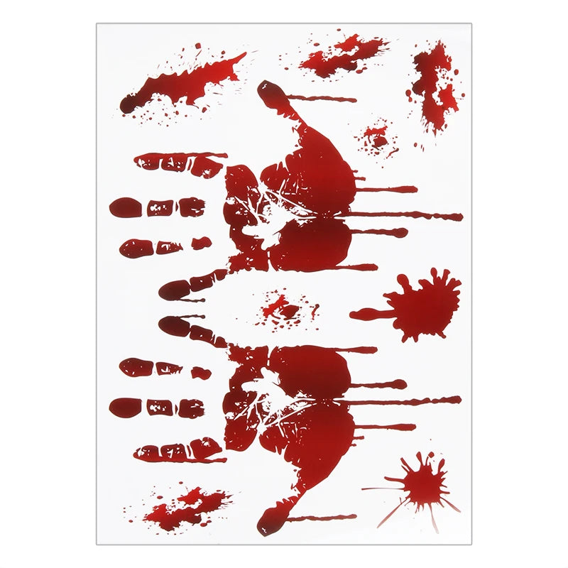 Halloween Decoration Horror Bloodstain Wall Sticker Handprint Footprint Blood Skull Window Sticker Halloween Party Horror Sticke