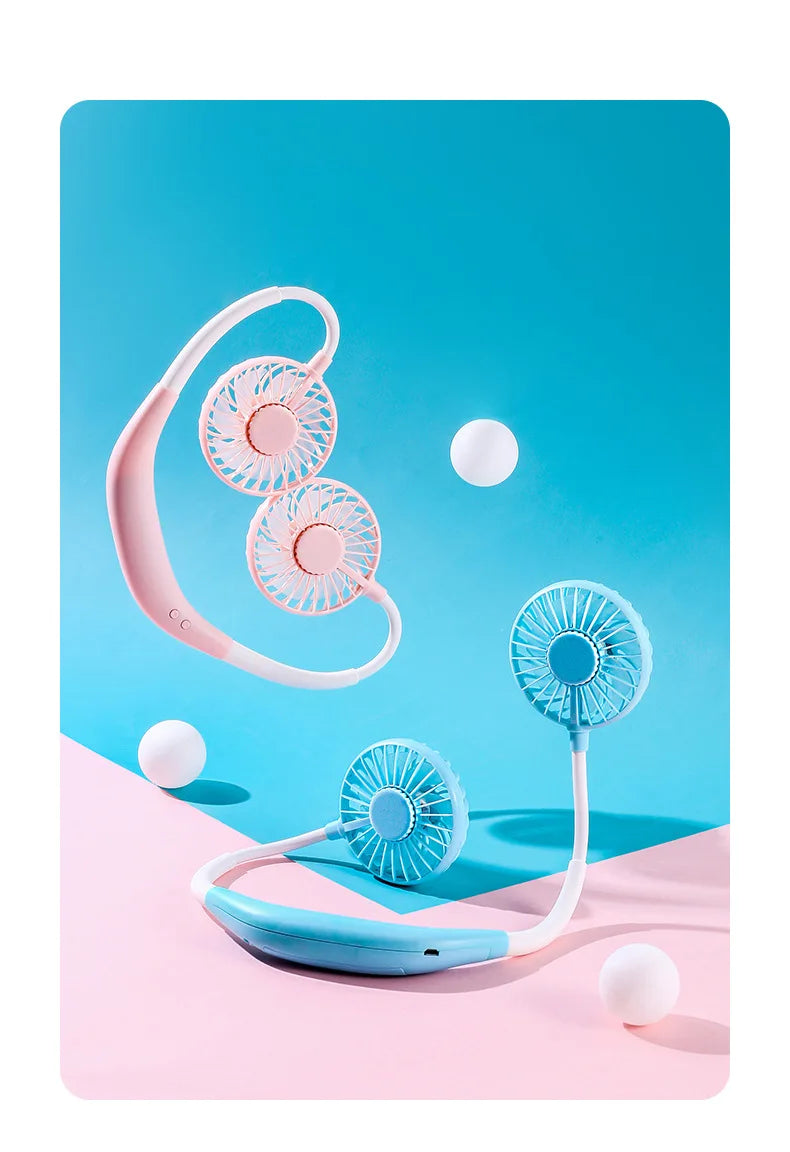 USB Fan With Aromatherapy diffuser Portable Electric Fan Mini Cooling fan Rechargeable Hanging Neck Fan With Light