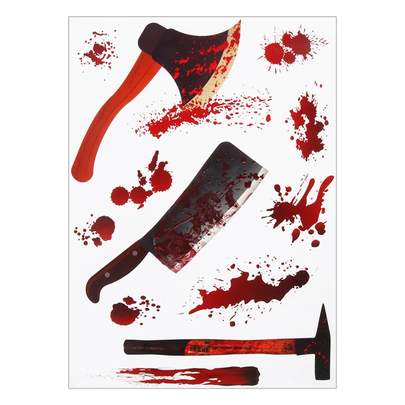 Halloween Decoration Horror Bloodstain Wall Sticker Handprint Footprint Blood Skull Window Sticker Halloween Party Horror Sticke