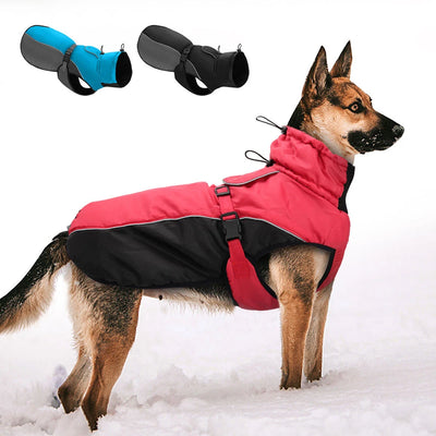 Winter Warm Waterproof Dog Jacket with Reflective Stripes – XL-6XL Coat for Medium & Large Dogs