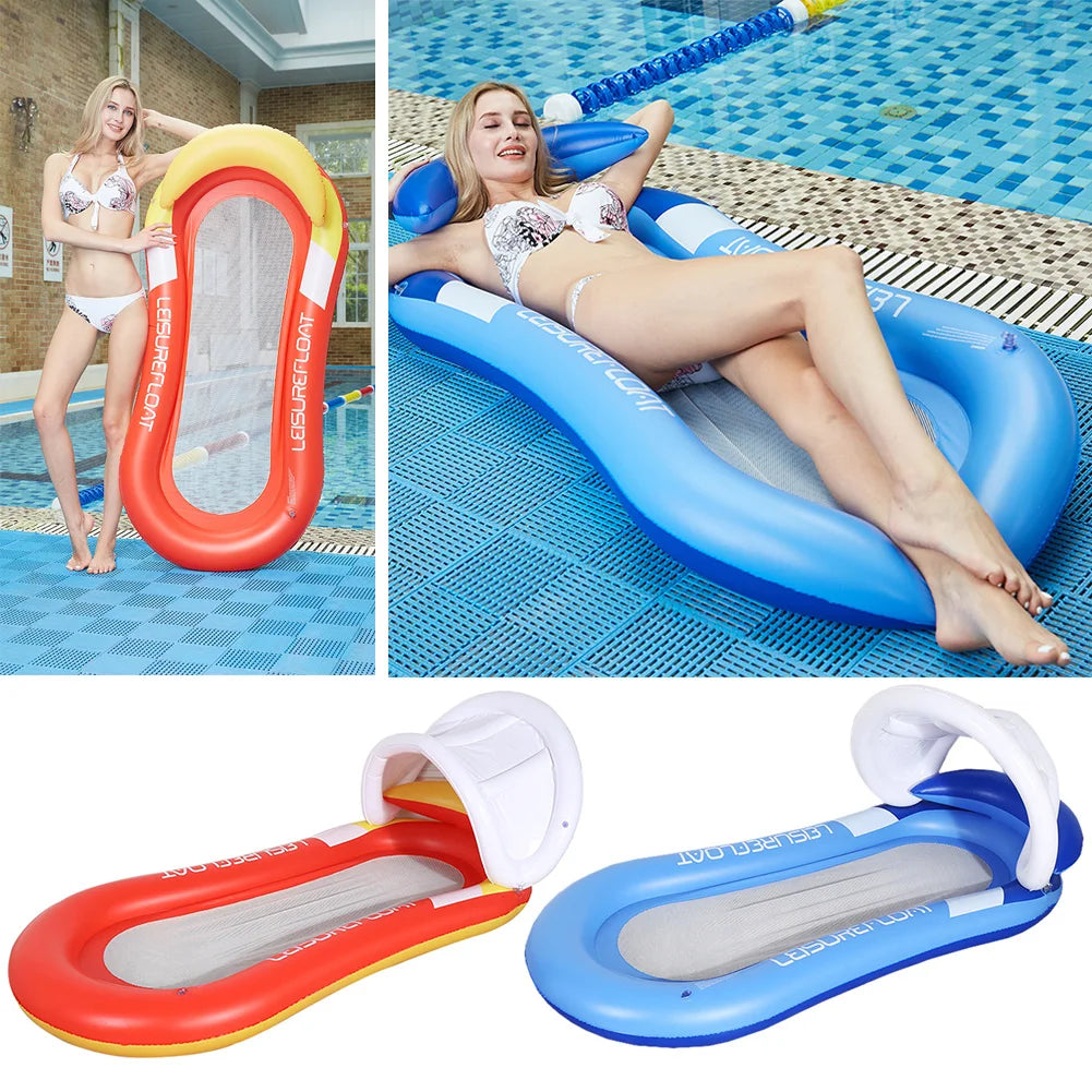 Inflatable Float Hammock floaties for adults Perfect for Poolside Lounging Swimming Pool Loungers Beds Foldable Striped Parties